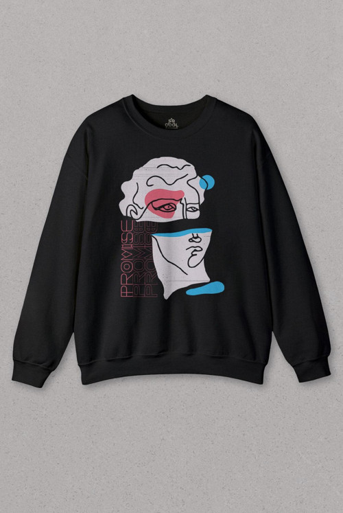 Unisex Sweatshirt Statue Minimal Street Culture Soft Renkler Heykel Y2K Baskılı Sweat