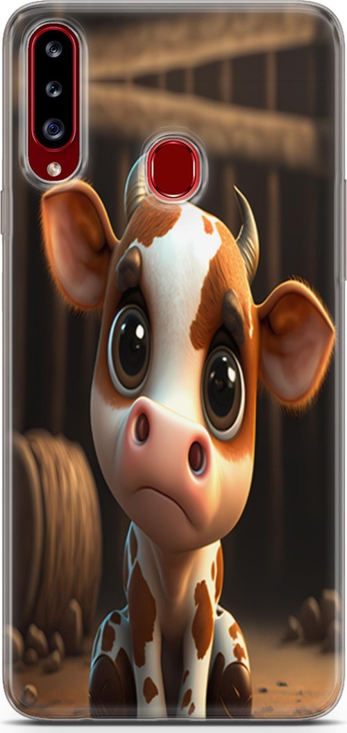 Galaxy A20s Uyumlu Kılıf Yapayzeka 21 Cute Cow Darbe Önleyici Kapak