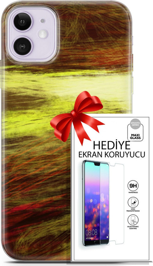 Apple İphone 11 Kılıf Orijinal Seri Nature 23 Sarı Turuncu Telefon Kabı Ve Ekran Koruyucu