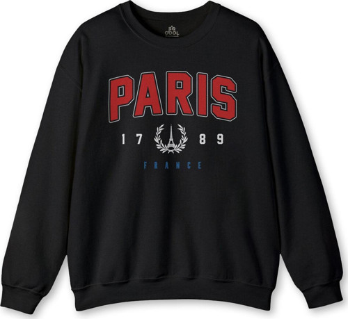 Siyah Sweatshirt Paris Fransa City France Baskılı Swet Kışlık Sweat