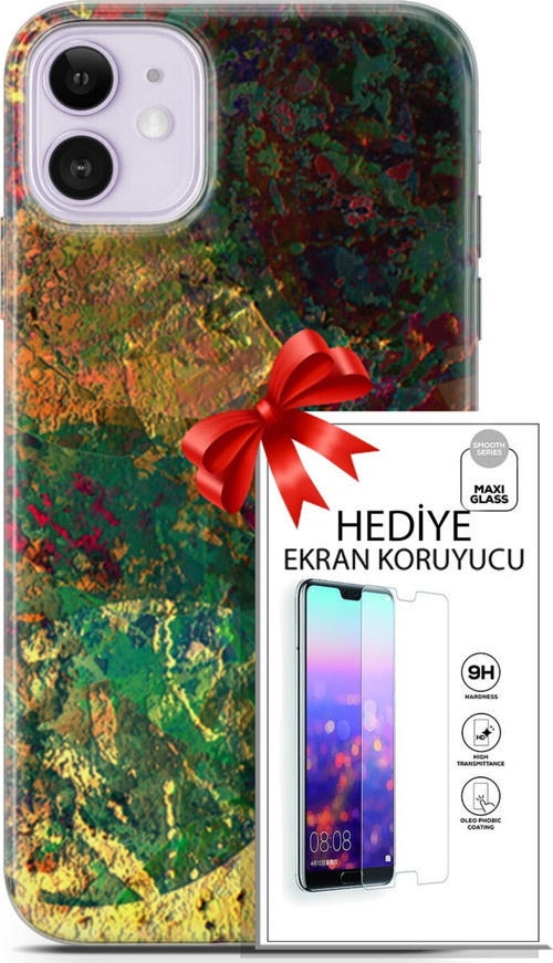 Apple İphone 11 Kılıf Orijinal Seri Nature 26 Çok Renkli Soft Kapak + Ekran Koruyucu