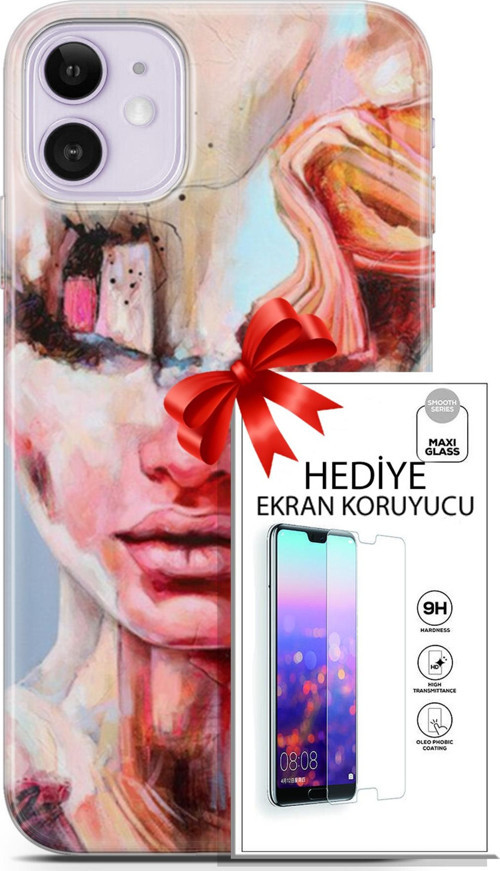 Apple İphone 11 Kılıf Orijinal Seri Soul 14 Beyaz Kırmızı Cover Kılıf + Ön Ekran Koruyucu