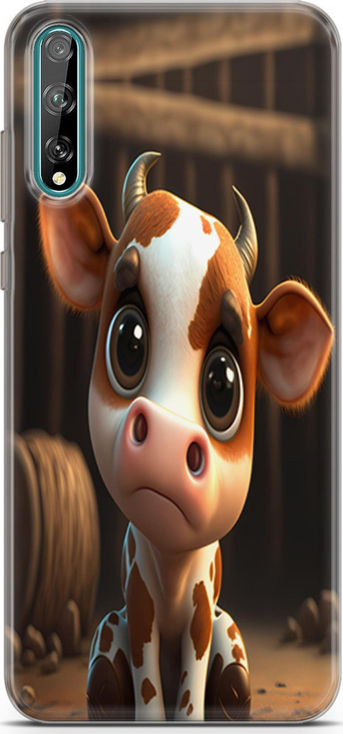 Huawei P Smart S 2020 Uyumlu Kılıf Yapayzeka 21 Cute Cow Darbe Önleyici Kapak
