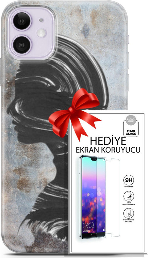 Apple İphone 11 Kılıf Orijinal Seri Soul 18 Silüet Parlak Kılıf + Ekran Koruyucu Full Korumaketi