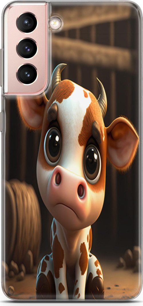 Galaxy S21 Uyumlu Kılıf Yapayzeka 21 Cute Cow Darbe Önleyici Kapak