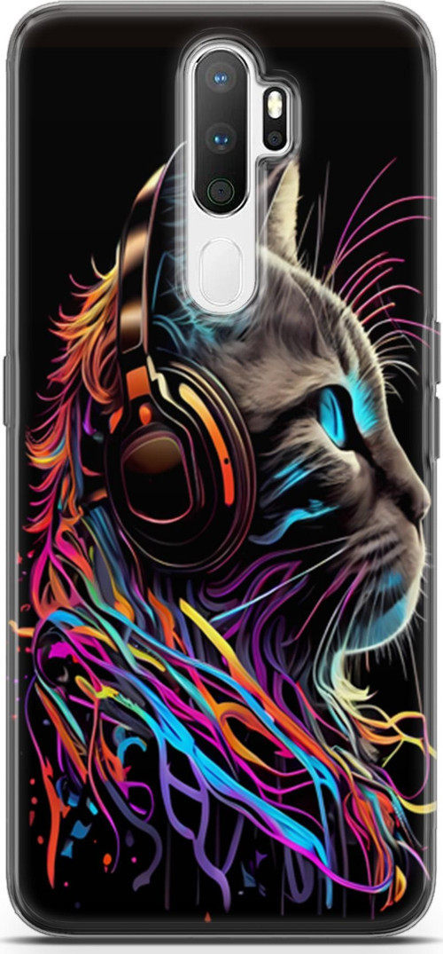 Oppo A5 2020 Uyumlu Kılıf Yapayzeka 25 DJ Kedi Soyulmayan Kılıf