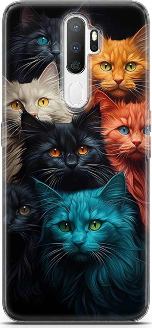 Oppo A5 2020 Uyumlu Kılıf Yapayzeka 27 Kuzen Kediler Lazer Kesim Silikon