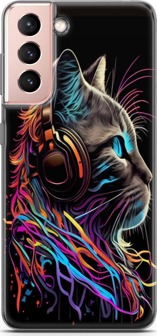Galaxy S21 Uyumlu Kılıf Yapayzeka 25 DJ Kedi Soyulmayan Kılıf