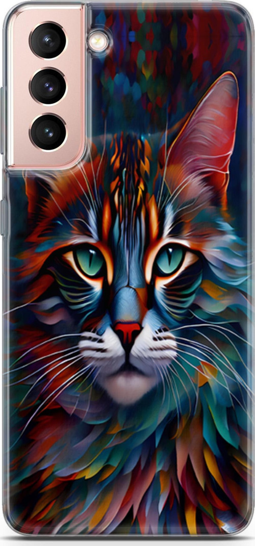 Galaxy S21 Uyumlu Kılıf Yapayzeka 28 Colorful Cat İz Bırakmayan Kılıf