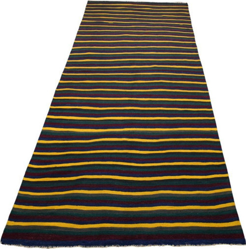Yeni El Dokuması Yekpare Başyapıt Çubuklu Renkli Sivas Yün Kilim 5631