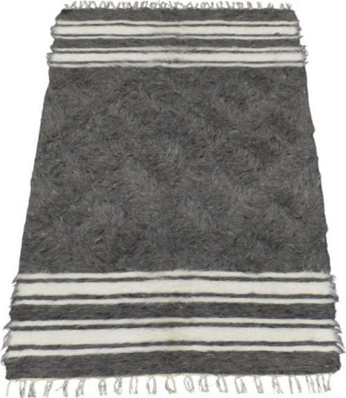 Yeni El Dokuma Çizgili Tiftik Yün Siirt Battaniyesi Kilim 5773