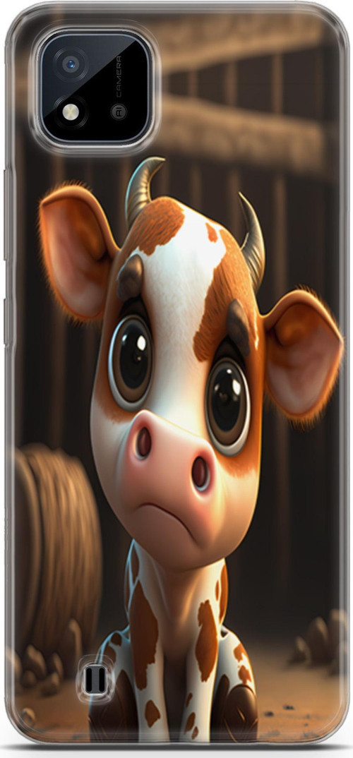 Realme C11 2021 Uyumlu Kılıf Yapayzeka 21 Cute Cow Darbe Önleyici Kapak