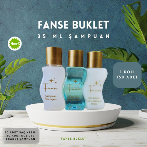 Tek Kullanımlık Otel Buklet 50 Adet Şampuan 50 Adet Duş Jeli 50 Adet Saç Kremi S Şişe Set 35 Ml