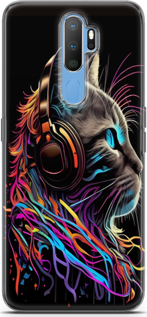 Oppo A9 2020 Uyumlu Kılıf Yapayzeka 25 DJ Kedi Soyulmayan Kılıf