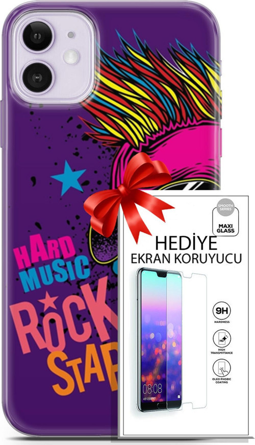 Apple İphone 11 Kılıf Orijinal Seri Punky 16 Rockstar Hediyelik Kılıf Ve Ekran Koruyucu