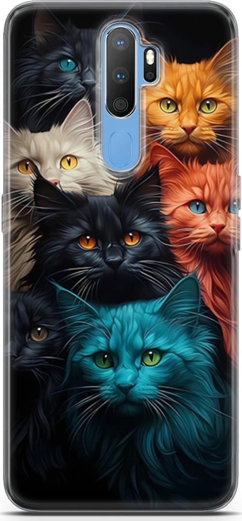 Oppo A9 2020 Uyumlu Kılıf Yapayzeka 27 Kuzen Kediler Lazer Kesim Silikon