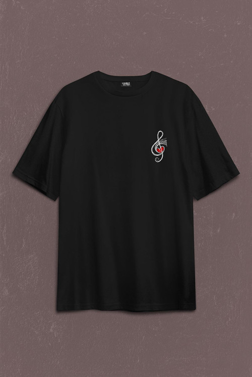 Metallica Müzik Nota Sol Anahtarı Music Sırt Ön Baskılı Oversize Tişört Unisex T-Shirt