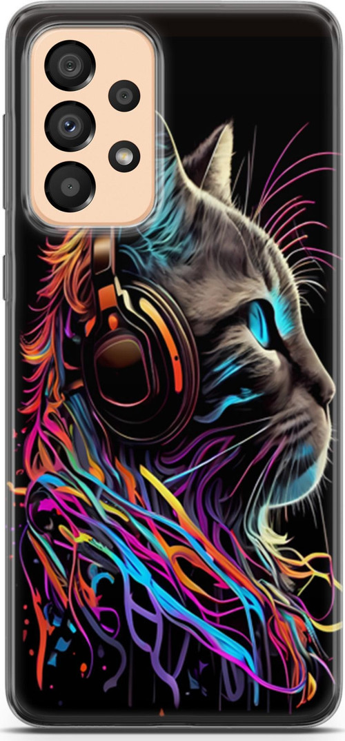Galaxy A33 5G Uyumlu Kılıf Yapayzeka 25 DJ Kedi Soyulmayan Kılıf