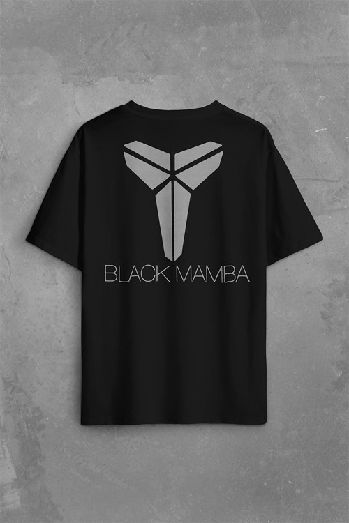Kobe Bryant Black Mamba Logo Nba Basketball Sırt Ön Baskılı Oversize Tişört Unisex T-Shirt