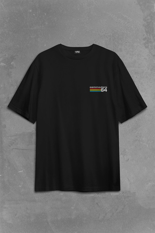 Commodore 61 C64 Logo Antika Bilgisayar Sırt Ön Baskılı Oversize Tişört Unisex T-Shirt OVR12S2056