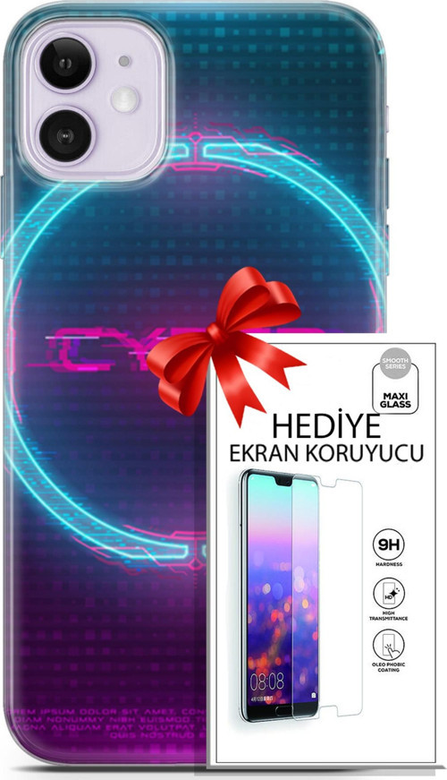 Apple İphone 11 Kılıf Orijinal Seri Cyberpunk 09 Cyber Logo Uv Kılıf Ve Ekran Koruyucu