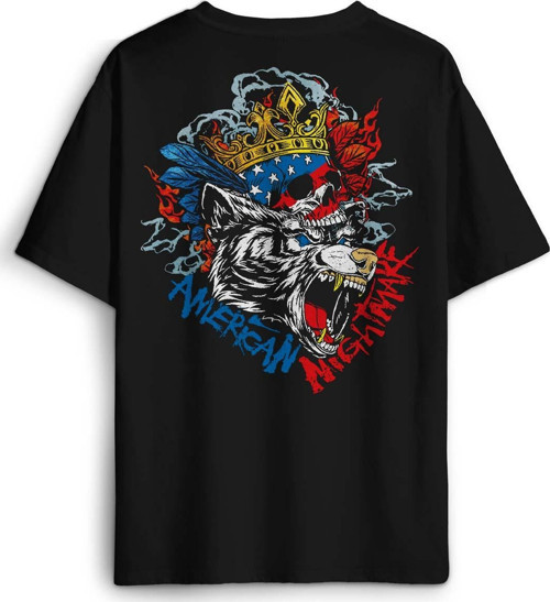 Tiger American Nightmare Cody Rhodes Wwe Kaplan Güreş Fight Gym Baskılı Oversize Tişört Siyah