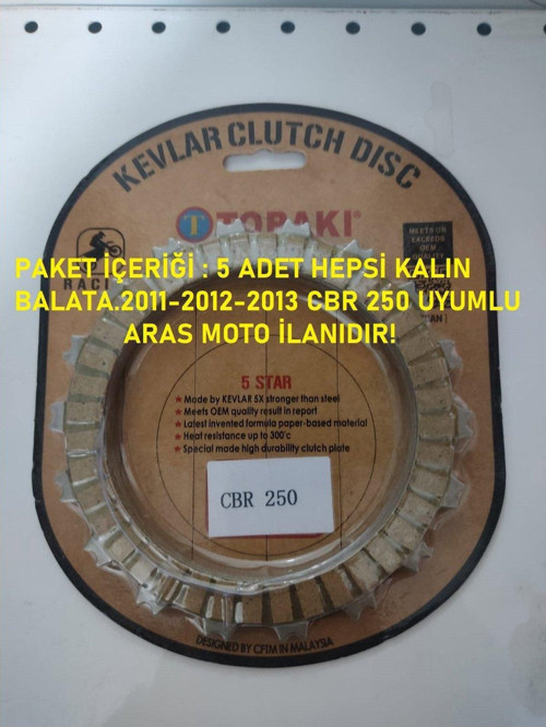 Honda Cbr 250 Debriyaj Balata Seti Oem Kalite Tailand Malı 5 Adet Kalın Balatalı 2011-2013