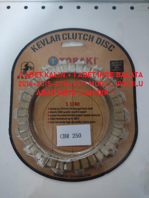 Honda Cbr 250-Crf 250L- Cb250 Debriyaj Balata Seti Oem Tailand Malı 4 Kalın+1 İnce 2014-2017