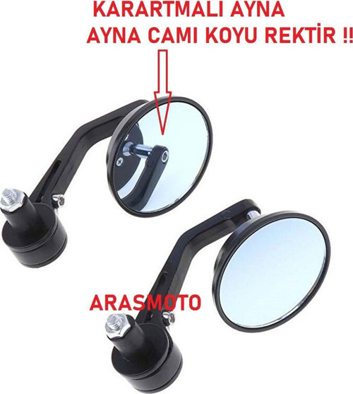 Motosiklet Gidon Aynası Koyu Renk Aynalı, Oval ( Yuvarlak Tip)Üniversal Tüm Modellere Uygun-