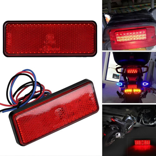 Motosiklet Kedigözü Çakarlı,Ledli Işıklı Reflektör Kırmızı 12 Volt Düz Ve Çakar Modlu