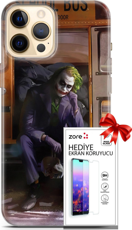 Apple İphone 12 Pro Kılıf Orijinal Seri Supers 05 Joker Poster Koruma Kılıfı + Ekran Koruyucu