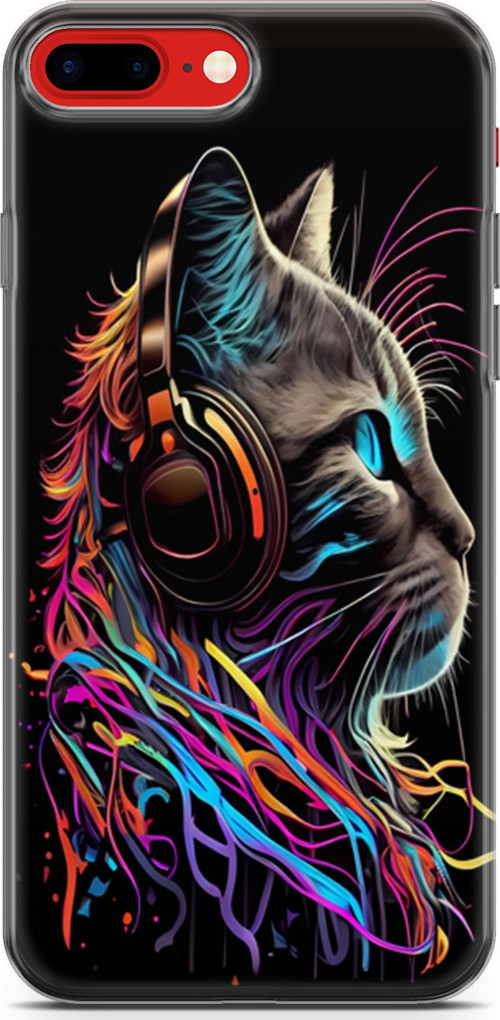 iPhone 7 Plus - 8 Plus Uyumlu Kılıf Yapayzeka 25 DJ Kedi Soyulmayan Kılıf