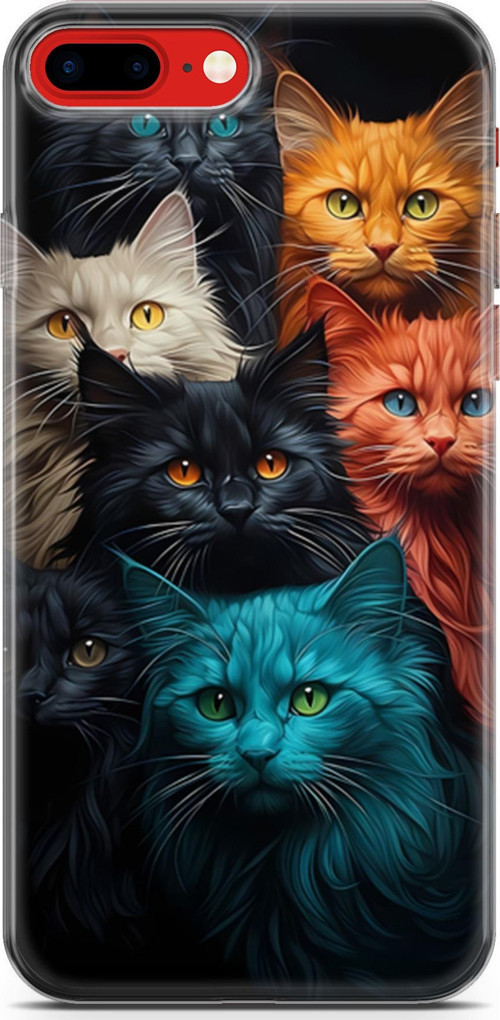 iPhone 7 Plus - 8 Plus Uyumlu Kılıf Yapayzeka 27 Kuzen Kediler Lazer Kesim Silikon