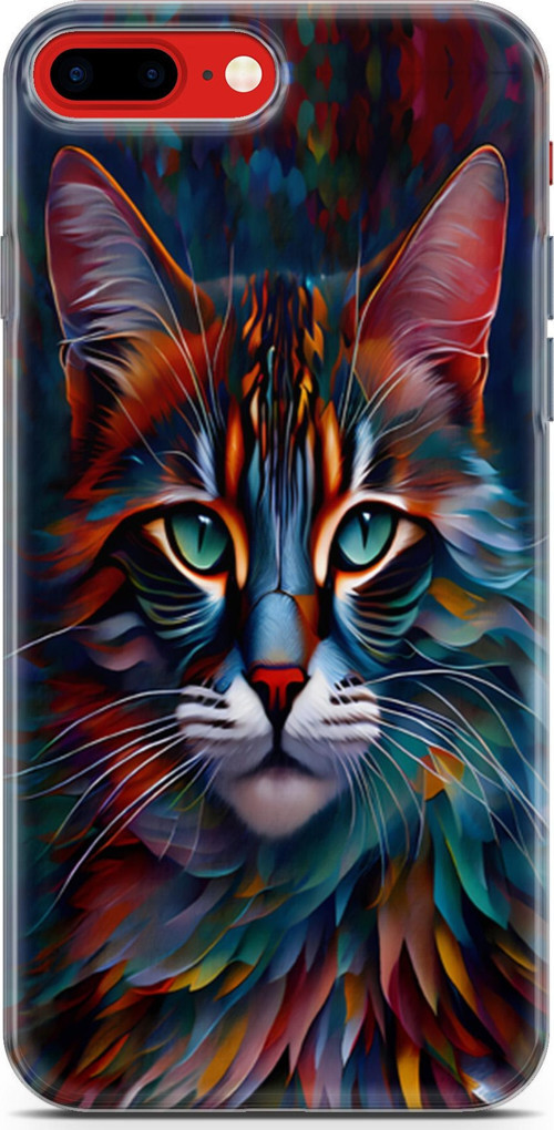 iPhone 7 Plus - 8 Plus Uyumlu Kılıf Yapayzeka 28 Colorful Cat İz Bırakmayan Kılıf