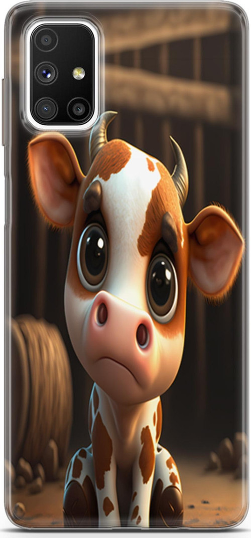 Galaxy M51 Uyumlu Kılıf Yapayzeka 21 Cute Cow Darbe Önleyici Kapak