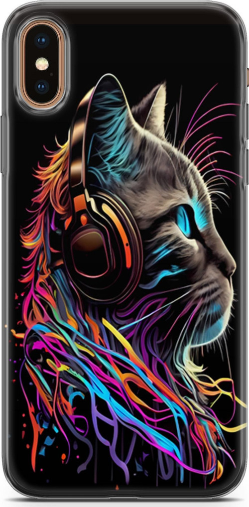 iPhone XS Max Uyumlu Kılıf Yapayzeka 25 DJ Kedi Soyulmayan Kılıf
