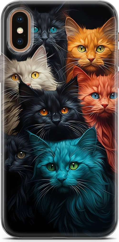 iPhone XS Max Uyumlu Kılıf Yapayzeka 27 Kuzen Kediler Lazer Kesim Silikon