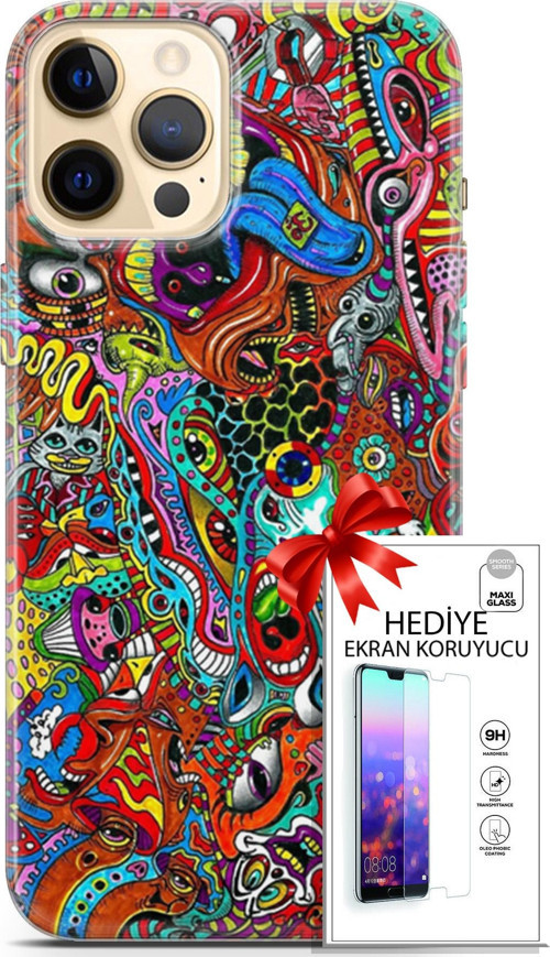 Apple İphone 12 Pro Kılıf Orijinal Seri Cardano 02 Grafitti Kapak Ve Ekran Koruyucu
