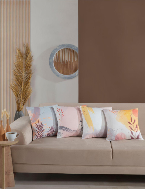 Sade Detaylı Dekoratif Hediyelik 4Lü Yastık Kırlent Kılıfı Seti
