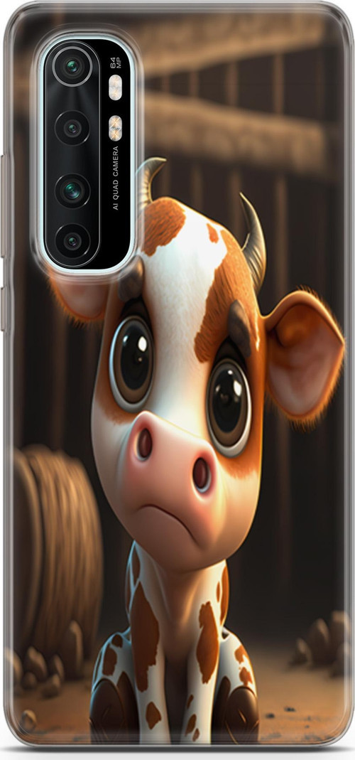 Xiaomi Mi Note 10 Lite Uyumlu Kılıf Yapayzeka 21 Cute Cow Darbe Önleyici Kapak
