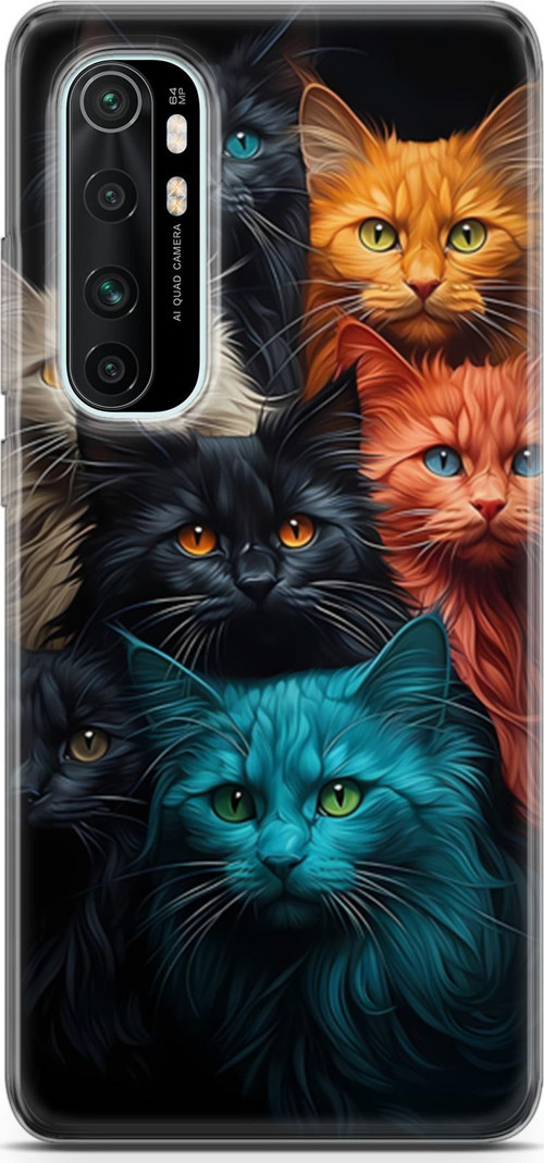 Xiaomi Mi Note 10 Lite Uyumlu Kılıf Yapayzeka 27 Kuzen Kediler Lazer Kesim Silikon