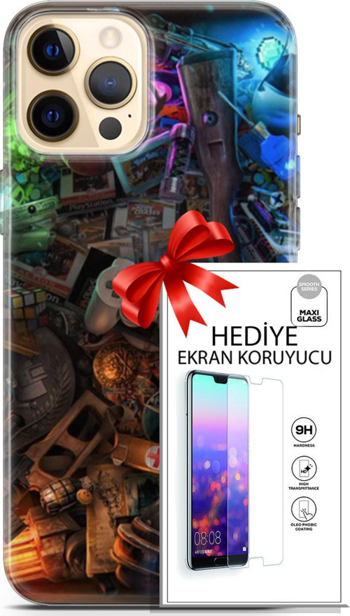 Apple İphone 12 Pro Kılıf Orijinal Seri Pubg 24 Teçhizatlar Darbe Emici Kılıf + Ekran Koruyucu