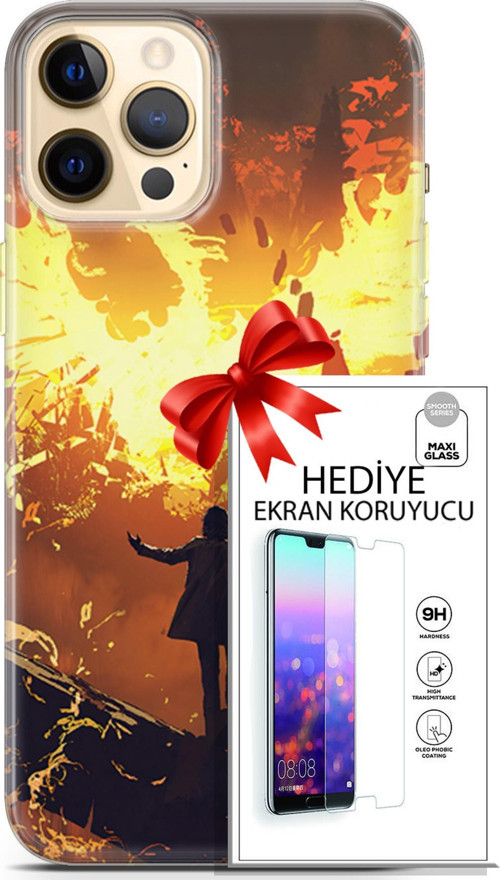 Apple İphone 12 Pro Kılıf Orijinal Seri Neo 13 Mor Panter Fortnite Case Kapak Ekran Koruyucu