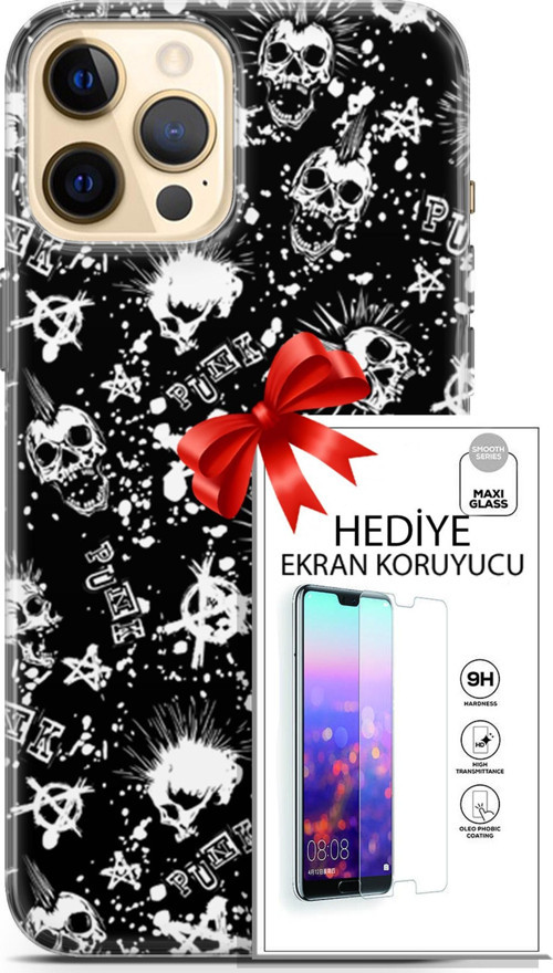 Apple İphone 12 Pro Kılıf Orijinal Seri Punky 23 Çarşı Punk Telefon Kabı Ve Ekran Koruyucu