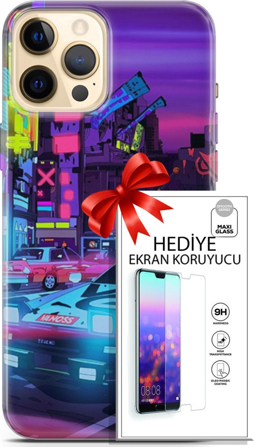 Apple İphone 12 Pro Kılıf Orijinal Seri Cyberpunk 28 Gaming Vg İz Bırakmayan Kılıf + Ön Ekran Koruyucu