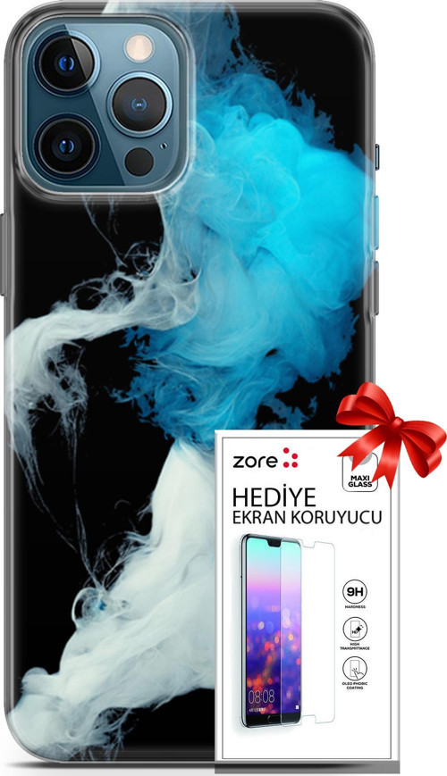 Apple İphone 12 Pro Max Kılıf Orijinal Seri Supers 06 Soyut Duman Koruyucu Kapak Ekran Koruyucu