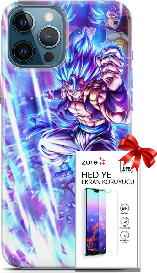 Apple İphone 12 Pro Max Kılıf Orijinal Seri Supers 17 Dragon Gogeta Anime Yumuşak Kılıf + Ekran Koruyucu