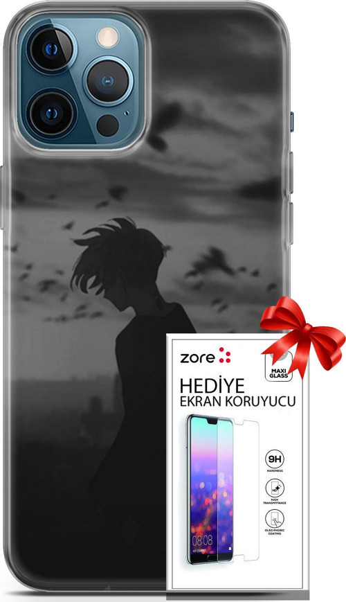 Apple İphone 12 Pro Max Kılıf Orijinal Seri Supers 26 Gambar Anime Soft Kapak + Ekran Koruyucu