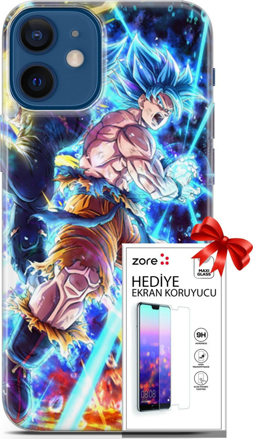 Apple İphone 12 Mini Kılıf Orijinal Seri Supers 11 Dragon Ball Anime 4K Baskılı Kılıf + Ekran Koruyucu