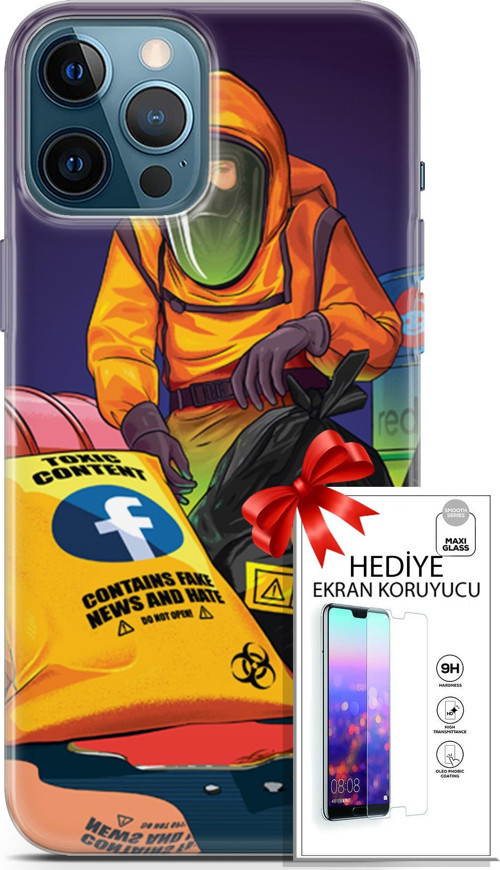 Apple İphone 12 Pro Max Kılıf Orijinal Seri Cardano 24 Toxic Darbe Emici Kılıf + Ekran Koruyucu